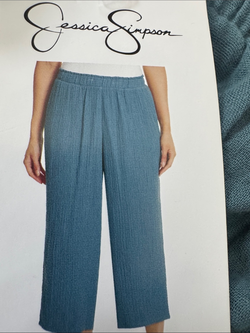 Jessica Simpson Teal Cropped Wide-Leg Pants